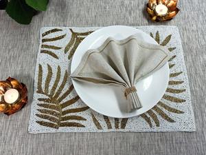 Pearl <b>White</b> Beaded <b>Placemat</b> Handmade Luxury Table Mat Charger Plate Gift for Her Home Decor Factory Export Custom Supply - Product Image 3