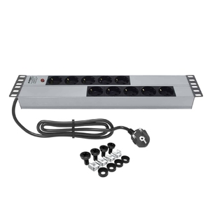 19 Inch 10 Way 2U German <b>Socket</b> Power Indicator <b>Light</b> Rack Mount PDU Aluminum Power Distribution Unit High Quality Schuko - Product Image 1