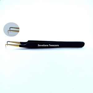Custom Logo Bulk Private Label Precision Anti-Static Lash <b>Extensions</b> Tweezers Set Gold Finish Stainless Steel Box Curved - Product Image 1