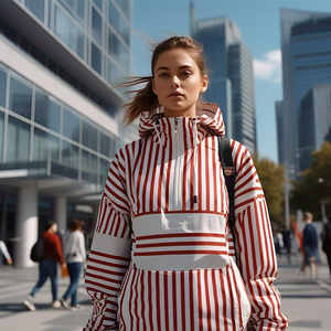Chaqueta de lluvia cortavientos de satén acolchado para mujer, ropa de calle informal impermeable con capucha para senderismo - Product Image 5