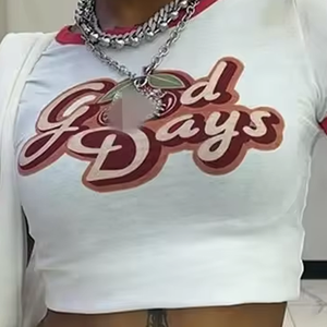 Camiseta ajustada Vintage para hombre, ropa de calle, camiseta de manga corta para bebé Y2k, Top corto de algodón 100% de secado rápido transpirable - Product Image 1