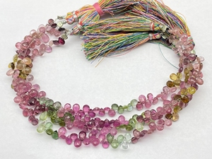 Cuentas de Briolette con forma de pera facetada de turmalina múltiple de alta calidad, cuentas con forma de almendra de piedras preciosas naturales para joyería - Product Image 3