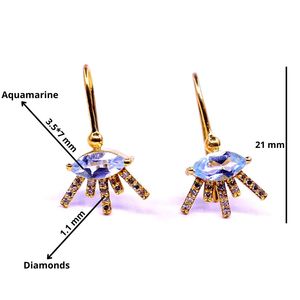 Moda 14K oro aguamarina piedras preciosas fiesta desgaste encanto clásico elegante mujeres usan pendientes de diamantes - Product Image 2