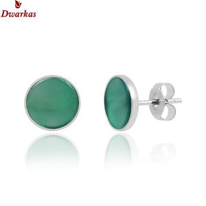 High Quality S925 <b>Sterling</b> <b>Silver</b> Exquisite Classic Green Onyx <b>Stud</b> Earrings Fashionable Jewelry Gift for Women for Weddings - Product Image 1