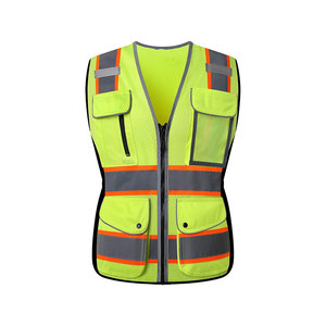 Chaleco reflectante verde de seguridad Chaleco de trabajo de poliéster de alta visibilidad para hombres Mujeres para seguridad en la construcción - Product Image 1