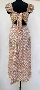 Dernières tendances robe longue en coton imprimé cachemire pour femmes robe longue trapèze jaune safran-robes longues bohème à manches longues ensembles d'articles - Product Image 3