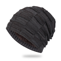 Gorro de punto acrílico a cuadros, cálido y suave, con forro polar, estilo jumbo, tipo rasta, holgado, con bordado 3D, para invierno 2025, venta al por mayor