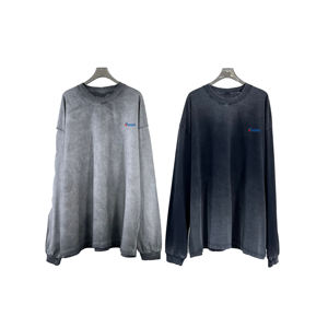 Camiseta de Manga Larga para Hombre, Lavado Ácido, Talla Grande, Algodón Casual, 275GSM, Peso Pesado, Personalizada, Fabricantes Personalizados - Product Image 4