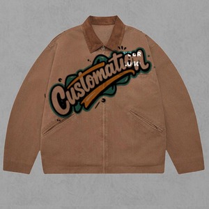 Veste de moto de baseball d'hiver personnalisable pour hommes, col montant, fermeture à glissière, toile brodée en cuir PU - Product Image 1