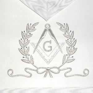 Hand Embroidered <b>White</b> Master Mason <b>Apron</b> Durable Leather Attractive Jeweled Detail Personalized Style Masonic Pet Collars - Product Image 2