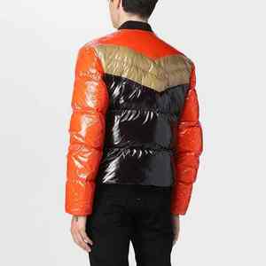 Veste bouffante chaude personnalisée pour hommes avec col rond Veste imprimée vierge à la mode d'hiver Panneau contrasté Épissage Broderie Décoration - Product Image 5