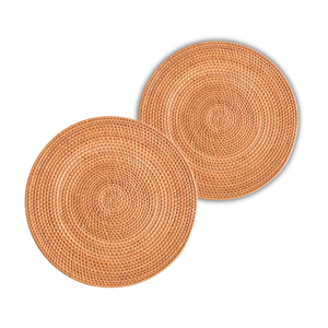 แผ่นรองจานหวายสานด้วยมือสไตล์พรีเมี่ยมแผ่นชาร์จทนความร้อนเป็นมิตรกับสิ่งแวดล้อมเน้นไปที่โต๊ะอาหารของคุณ - Product Image 1