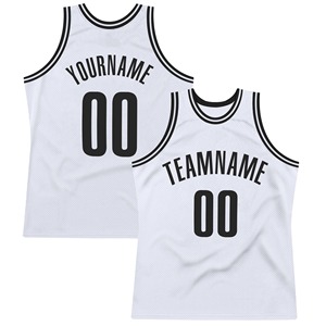 Maillot de basket-ball de retour authentique blanc noir personnalisé maillot de basket-ball américain cousu équipe - Product Image 1