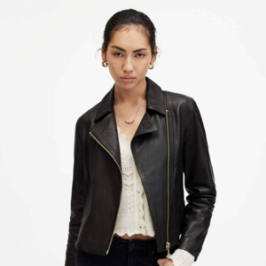 Chaqueta de cuero PU ajustada para mujer con piel de oveja Real de longitud larga a rayas transpirable ropa informal al por mayor - Product Image 1