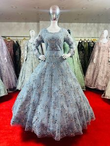 Robe longue ethnique indienne Anarkali pour femmes vêtements de fête adultes fantaisie broderie filet Dupatta en filet - Product Image 5