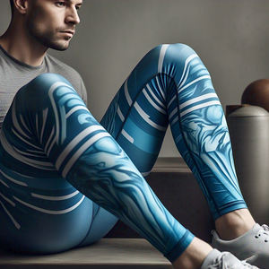 Pantalones de compresión por sublimación personalizados, mallas de Yoga con estampado gráfico de capa Base, mallas de entrenamiento para Fitness, mallas por sublimación para hombre - Product Image 3