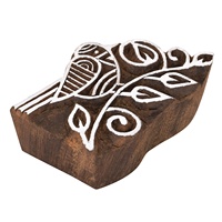 Tampon d'imprimante de tissu de conception de motif de textile sculpté à la main en bois indien