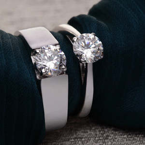 NOVAMART Fine Premium 925 Pure Sterling Silver Men's <b>Ring</b> Rhodium Plated with Diamond and Zircon Inlay Perfect Gift for <b>Couples</b> - Product Image 2