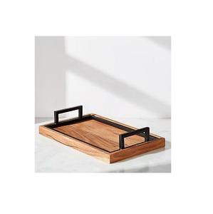 Bandeja de servicio de madera rústica y elegante de primera calidad con asas integradas duraderas, vajilla hecha a mano para uso en el escritorio - Product Image 3