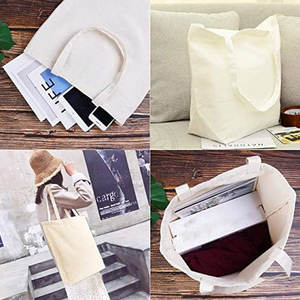 Bolsas de mano dobles hechas a medida 100% algodón tela transpirable rayas estilo plegable bajo MOQ reutilizable con logotipo personalizado - Product Image 6