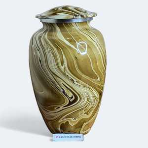 Urne funéraire pour adulte de qualité supérieure la plus vendue avec détail gravé par reflet doré pour une commémoration digne directement de l'Inde - Product Image 3