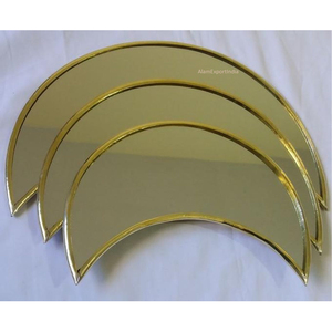Living Room Decorative Half Moon Shape <b>Brass</b> Border Clear Glass Wall <b>Mirror</b> <b>Bathroom</b> Children Kida Decorative Wall <b>Mirror</b> Golden - Product Image 5