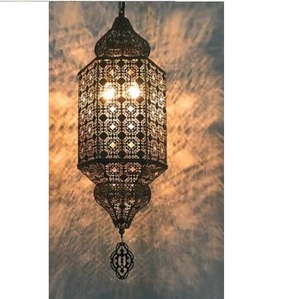 โคมไฟตกแต่งงานแต่งงาน งานเทศกาล ทำด้วยมือ พร้อมกระจกสีฟ้า สำหรับตกแต่งบ้าน โรงแรม โคมไฟแขวน - Product Image 3