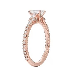 Bague solitaire Moissanite en argent sterling S925 pour le désherbage Bague en diamant Moissanite taille émeraude Placage Fiançailles - Product Image 5