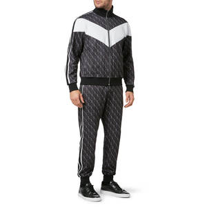 ชุดวอร์มวิ่งลำลองผ้าคอตตอนโพลีเอสเตอร์สำหรับผู้ชายชุดวอร์มโลโก้ด้านหน้าพิมพ์ลายสีดำระบายอากาศได้ไซส์ใหญ่พิเศษ - Product Image 5