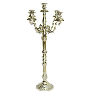 Metal Crafted <b>Candle</b> <b>Holder</b> for Home Hotel <b>Floor</b> Decorative Items for Sale Candelabra 4 Arms With Flower Bowl Nickel Finished - Product Image 2