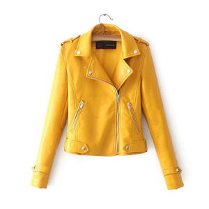 Automne et hiver nouvelles femmes veste en cuir veste en cuir mince mode femmes en gros en gros moto dames véritable - Product Image 6