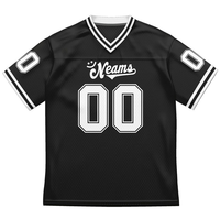 Maillot de football personnalisé noir respirant grande taille avec nom et numéro personnalisés, col en V, manches courtes, uniforme d'équipe, tenue de match