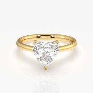 Anillo de Compromiso Petite Solitaire con Diamante Cultivado en Laboratorio con Corte Corazón, Anillo de Oro de 9k - Product Image 1