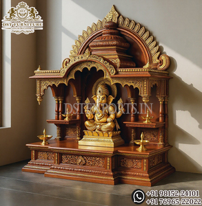 Mandir Pooja en bois sculpté à la main de grande taille traditionnel, mandir Pooja en bois massif de grande taille, mandir Pooja en bois massif sur mesure, Royaume-Uni - Product Image 3