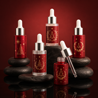 Coffret Cadeau de Noël – Flacon compte-gouttes en verre métallisé 30 ml et Pot de Sérum Rouge et Vert de Luxe pour lancement de marques privées et boutiques