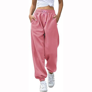 Pantalones Deportivos Casuales para Mujer OEM/ODM, 100% Algodón, Gruesos, Ajuste Regular, Cintura Alta, Transpirables, para Invierno - Product Image 1