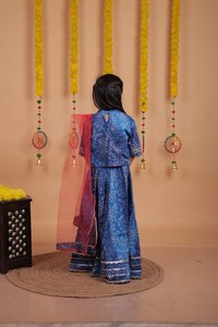 Lehenga Choli Bandhani de haute qualité, en coton imprimé, séchage rapide, extensible, pour filles et enfants, idéal pour les fêtes - Product Image 2