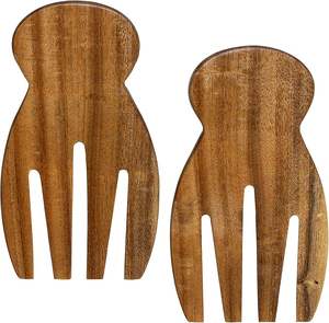 Premium Acacia Wood Salad Servers Handcrafted for Tossing and Serving Salad or <b>Pasta</b> Wooden Salad <b>Tools</b> - Product Image 6
