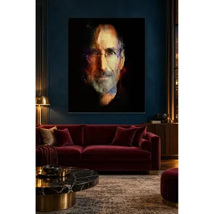 Portrait de Steve Jobs avec lunettes rondes sur fond noir, impression sur toile - Product Image 3