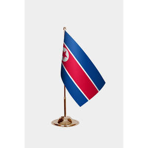 Drapeaux de bureau personnalisés de Corée du Nord en satin et soie avec mât en aluminium, impression numérique pour affichage et utilisation en voiture - Product Image 2