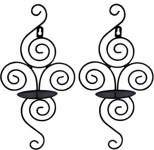 Modern Style Floral Design <b>Wall</b> Hanging Metal <b>Candle</b> Stands Black Finished Durable for Home Decoration Low Price - Product Image 2