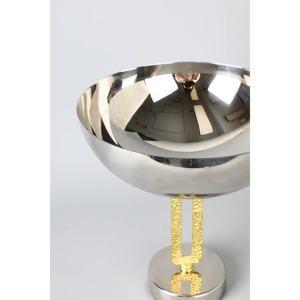 Cuenco decorativo de acero inoxidable con soporte dorado elegante, centro de mesa moderno para el hogar, cocina, comedor y sala de estar - Product Image 5