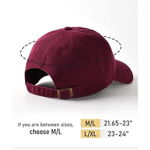 Casquette de baseball unisexe bordeaux 6 panneaux en coton réglable, style ajusté couleur unie décontracté pour adultes - Product Image 2