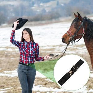 เข็มขัดขี่ม้ายืดหยุ่น1.5in สำหรับผู้หญิง2ชิ้นหัวเข็มขัดขี่ม้าสีดำขนาดกลางสำหรับกีฬาขี่ม้า - Product Image 6