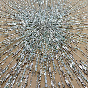 Tissu de dentelle de mariage personnalisé en cristal lourd bleu clair 2024, luxueux, entièrement orné de perles et de cristaux lourds - Product Image 1