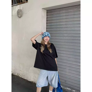 เสื้อทีเชิ้ต100% ผ้าคอตตอนสีดำสำหรับทุกเพศเสื้อยืดขนาดใหญ่260ก. น้ำหนักผ้าและลายปักกราฟฟิตีสำหรับผู้ชายผู้หญิง - Product Image 2