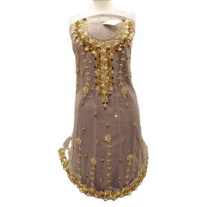 Dupatta-camisa de chifón tradicional árabe, traje de 2 piezas con bordado, Tila, Gota y piedra, moda saudita - Product Image 1