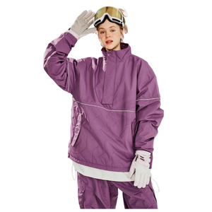 ชุดสกีสั่งทำราคาส่ง ชุดสกี OEM สำหรับกิจกรรมกลางแจ้ง ชุดสกีแบบกำหนดเอง ระบายอากาศได้ดี กันน้ำ เสื้อแจ็คเก็ตสกีสีม่วง - Product Image 5