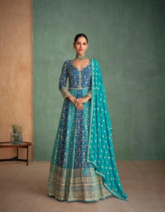 Dernière robe de créateur moderne traditionnelle lourde Georgette Anarkali pour les festivals de mariage vêtements indiens pakistanais directs - Product Image 5