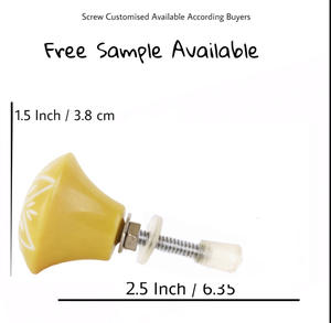 Boutons de tiroir en bois et laiton en corne d'os en résine gravée tropicale jaune moderne et poignée de traction pour armoire, commode et armoire de cuisine - Product Image 3